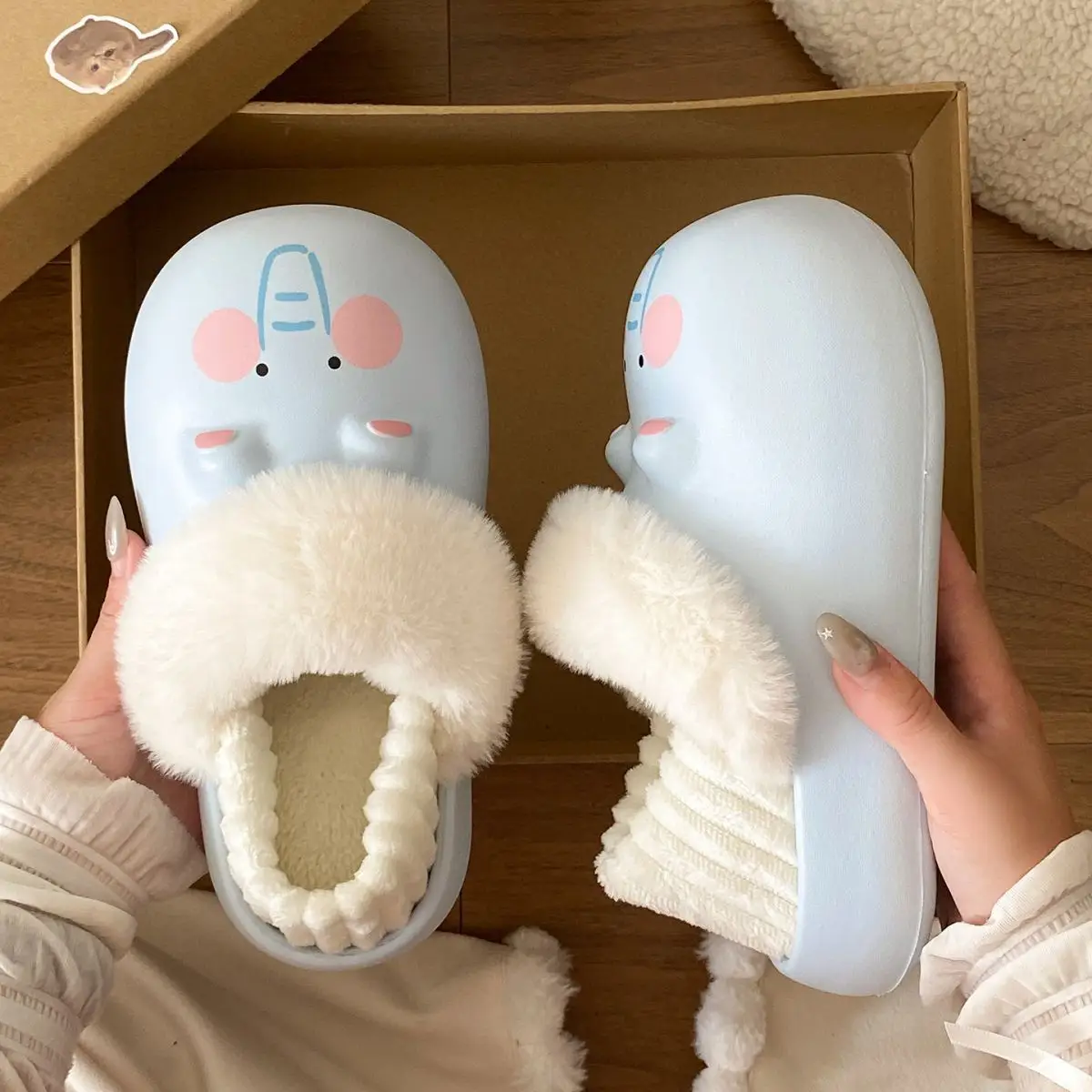Cartoon Plush Slippers for Women Winter Warm — feature 36