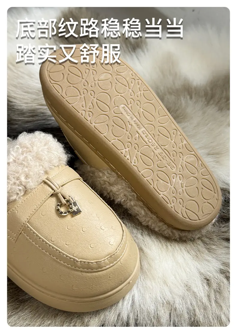 Women's Outdoor Cotton Slippers 2025 New Autumn and Winter Closed-Toe Thick-Soled Plush Slippers Non-Slip Home Birkenstock Cotton Slippers — feature 6