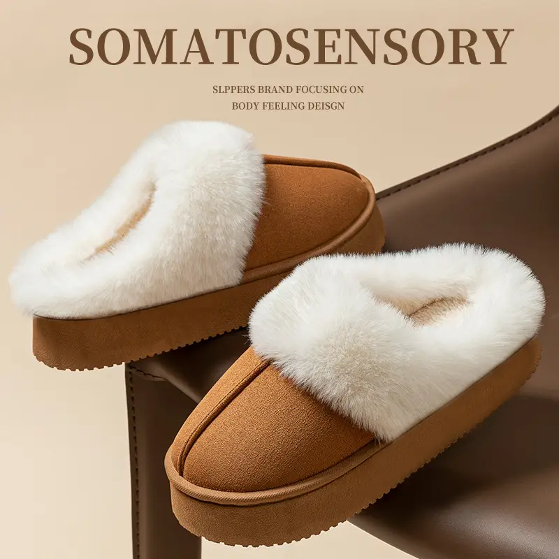 Thick-Soled Plush Cotton Slippers for Women Indoor Warm Anti-Slip Confinement Shoes Fleece-Lined Outer Wear Deodorant Plush Slippers Autumn and Winter - Image 12