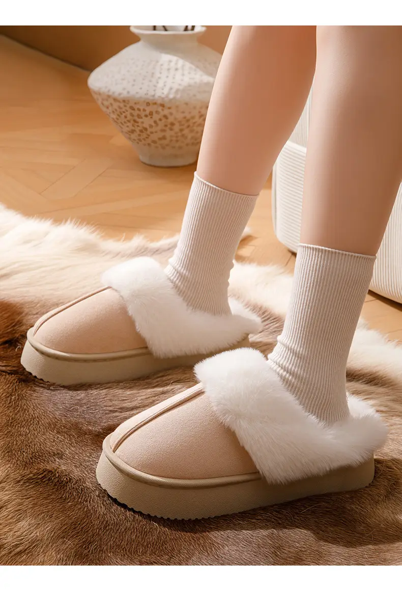 Thick-Soled Plush Cotton Slippers for Women Indoor Warm Anti-Slip Confinement Shoes Fleece-Lined Outer Wear Deodorant Plush Slippers Autumn and Winter — feature 17