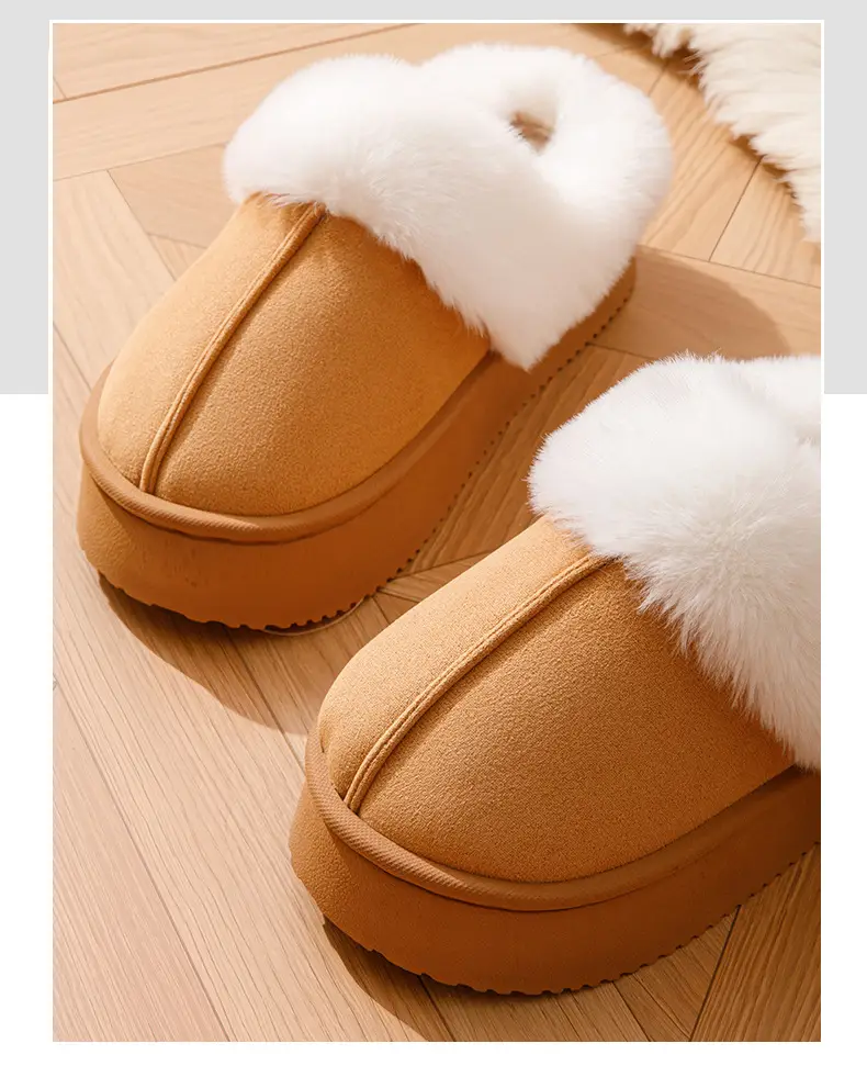 Thick-Soled Plush Cotton Slippers for Women Indoor Warm Anti-Slip Confinement Shoes Fleece-Lined Outer Wear Deodorant Plush Slippers Autumn and Winter — feature 7