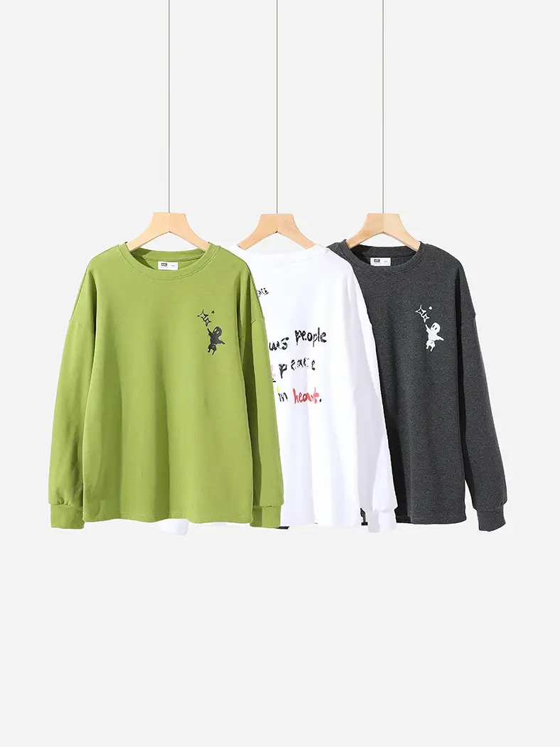 Kids Korean Style Long Sleeve Printed T-Shirt Green - Image 8