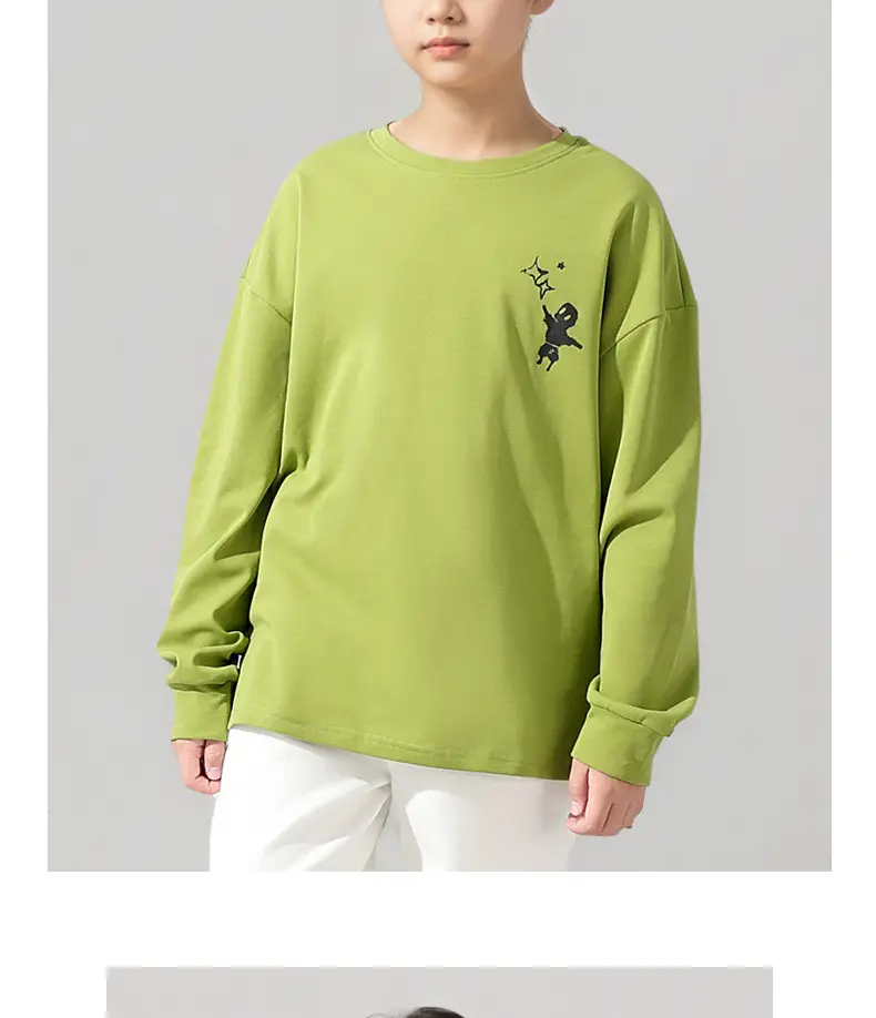Kids Korean Style Long Sleeve Printed T-Shirt Green — feature 13