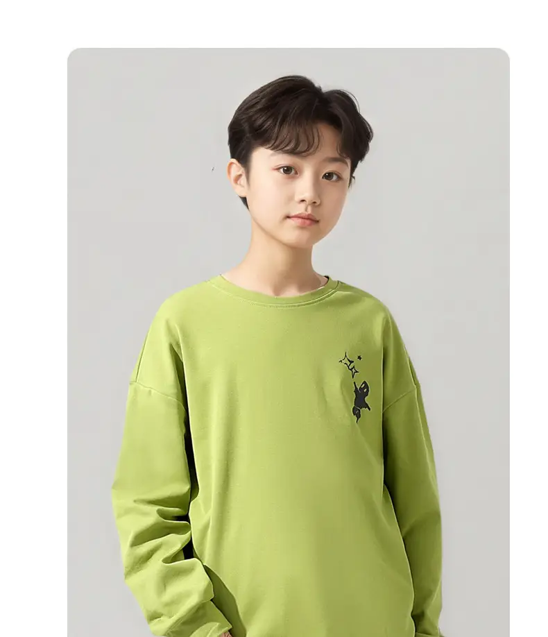 Kids Korean Style Long Sleeve Printed T-Shirt Green — feature 2