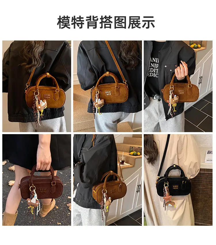 Frosted Women's Shoulder Crossbody Bag with Pendant — feature 9