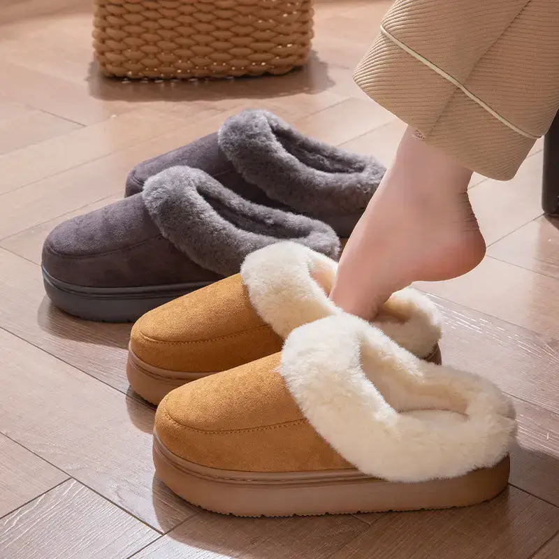Women's Warm Plush Cotton Slippers Brown 2025