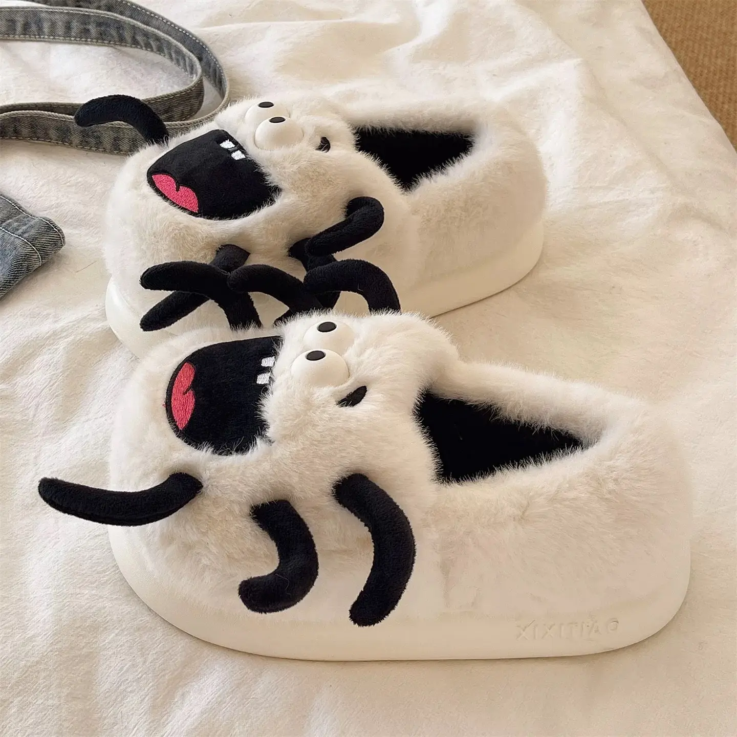Cute Spider Cat Slippers Women Winter Warm Cotton Non-Slip - Image 5