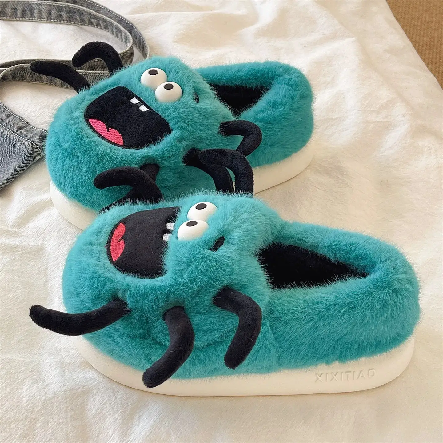 Cute Spider Cat Slippers Women Winter Warm Cotton Non-Slip - Image 6