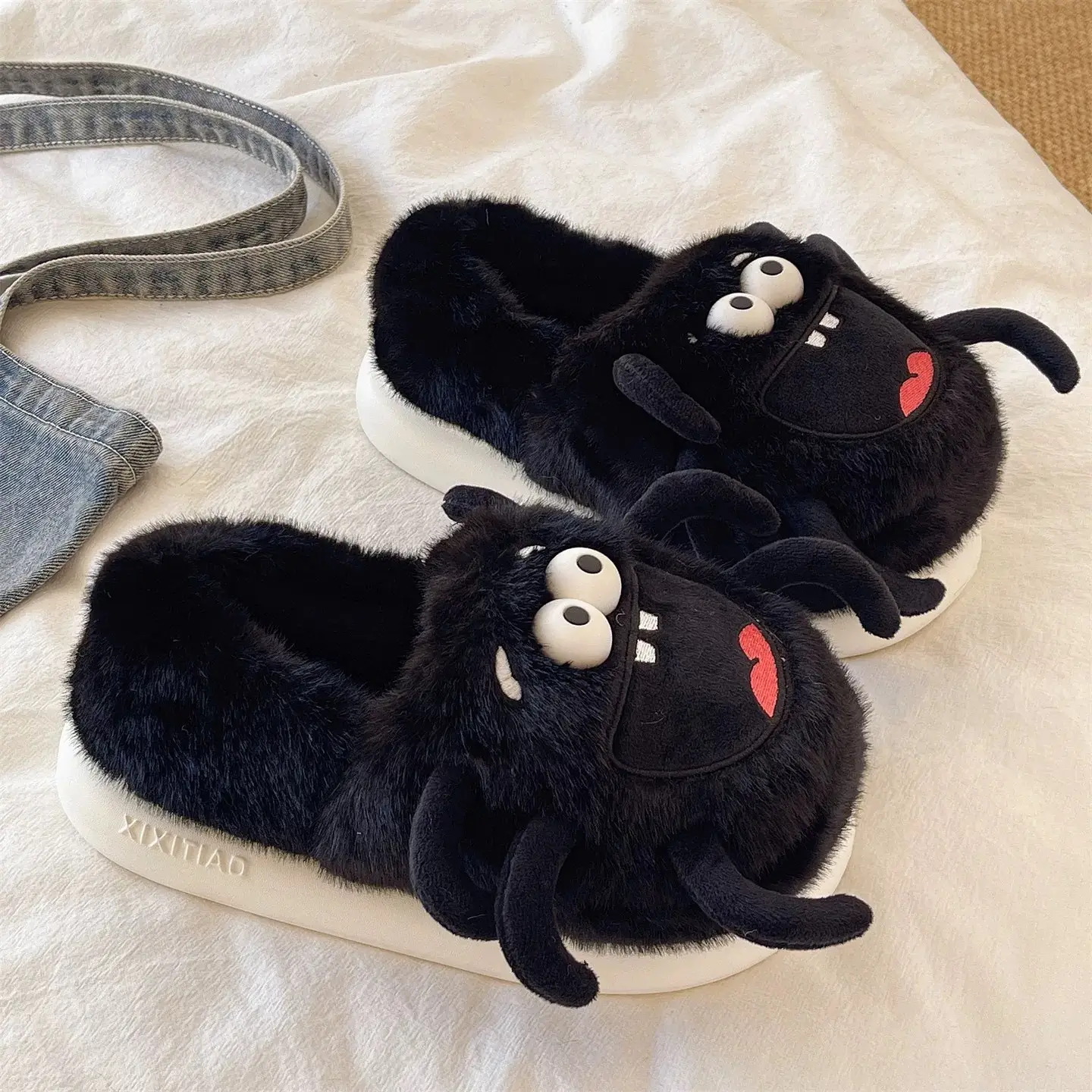 Cute Spider Cat Slippers Women Winter Warm Cotton Non-Slip - Image 7