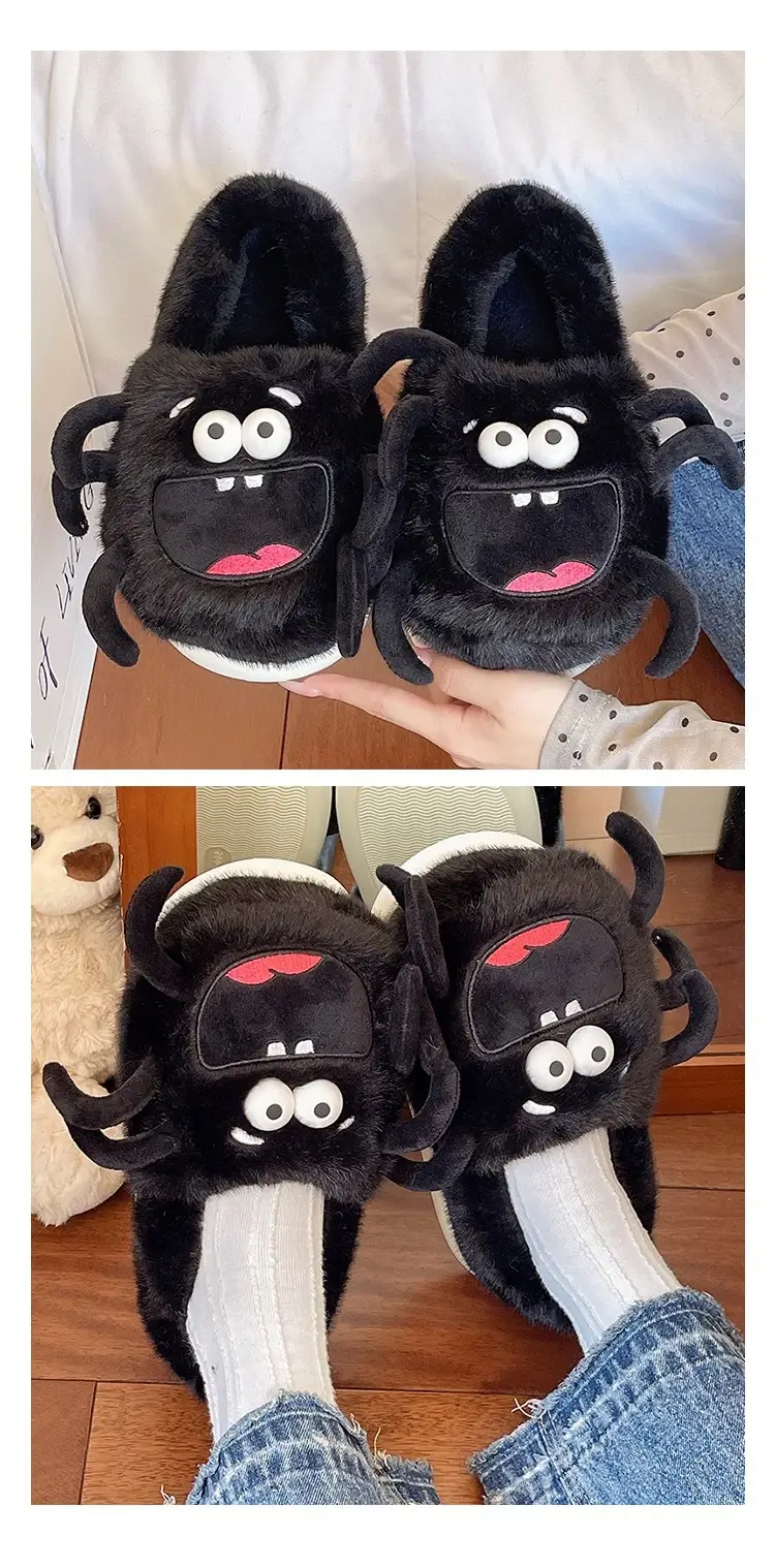 Cute Spider Cat Slippers Women Winter Warm Cotton Non-Slip — feature 10