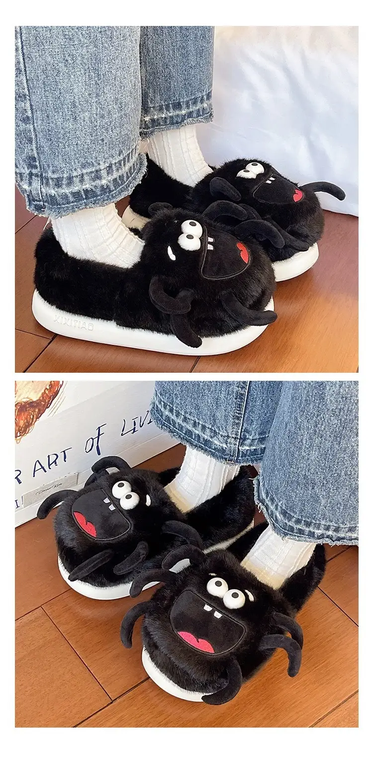Cute Spider Cat Slippers Women Winter Warm Cotton Non-Slip — feature 11