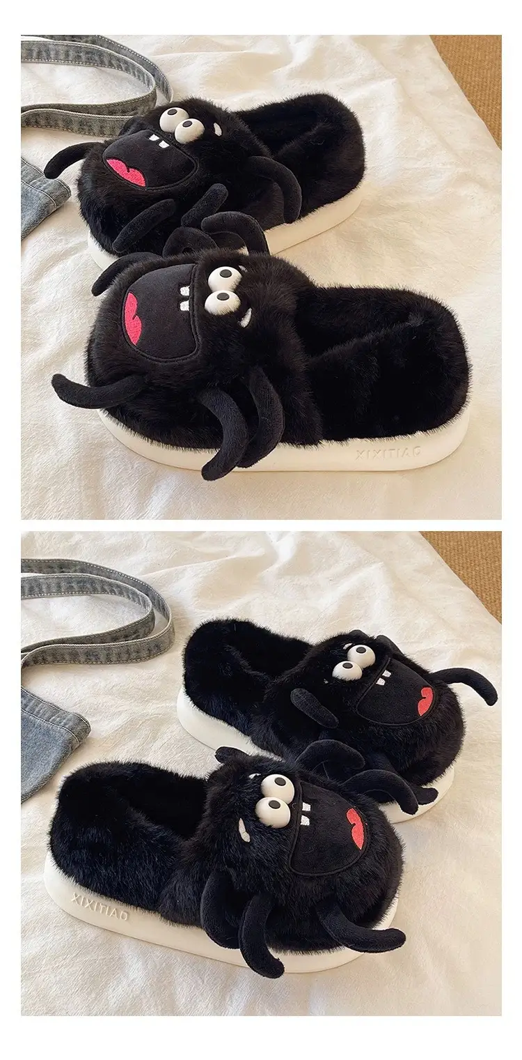 Cute Spider Cat Slippers Women Winter Warm Cotton Non-Slip — feature 12