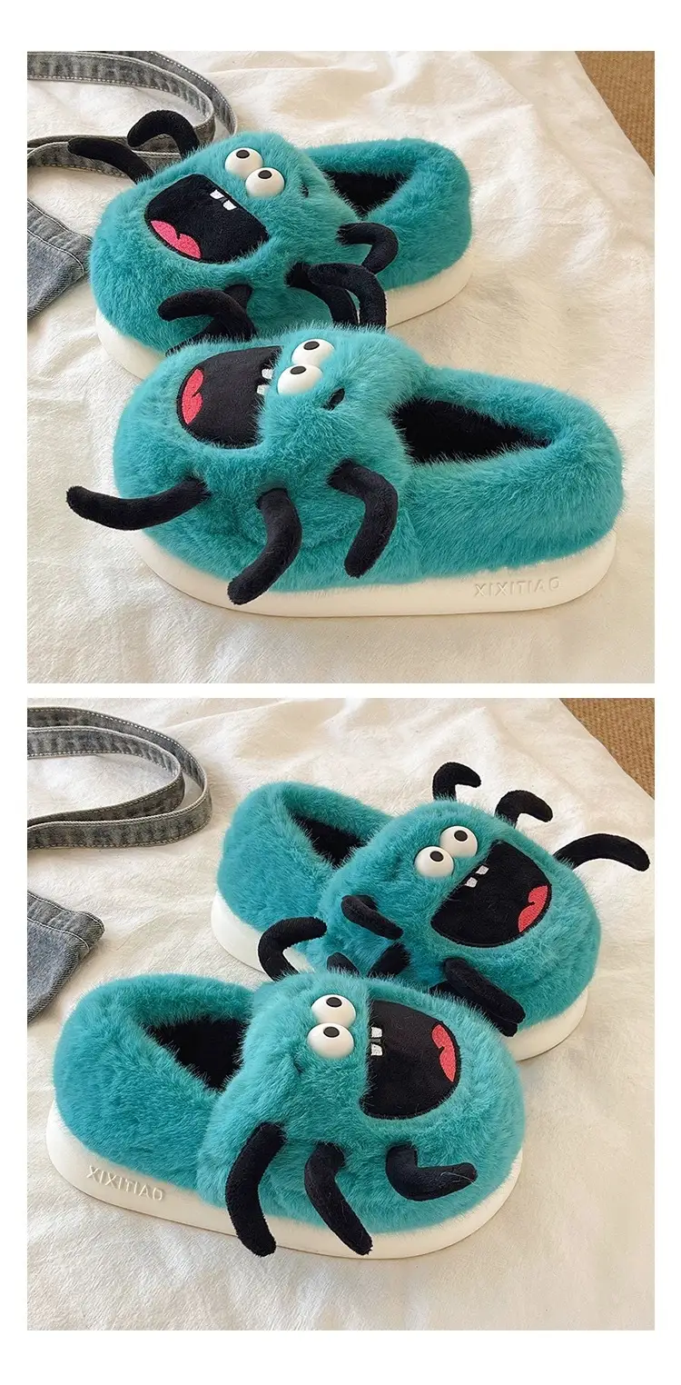 Cute Spider Cat Slippers Women Winter Warm Cotton Non-Slip — feature 15