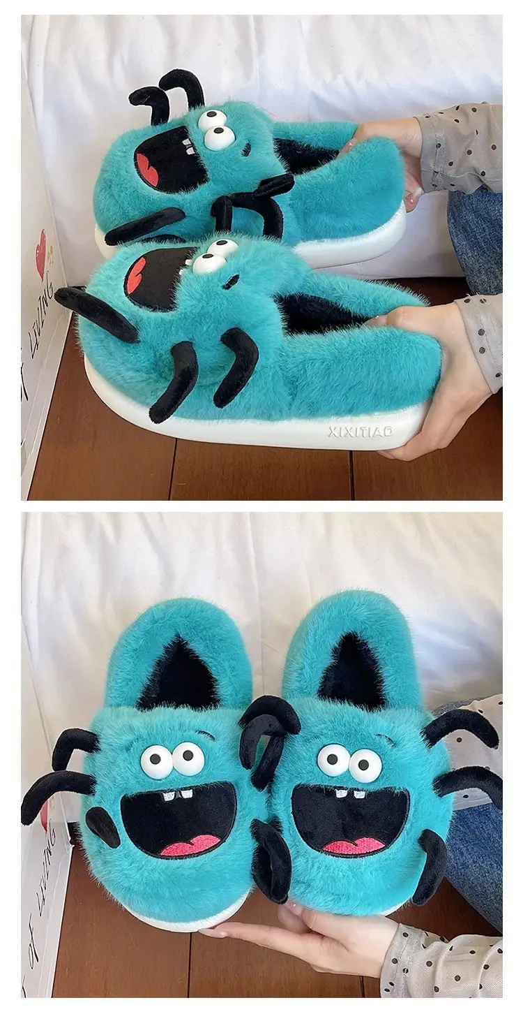 Cute Spider Cat Slippers Women Winter Warm Cotton Non-Slip — feature 4