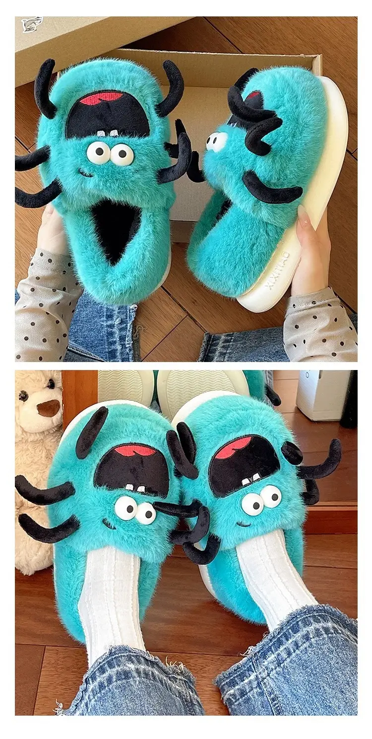 Cute Spider Cat Slippers Women Winter Warm Cotton Non-Slip — feature 5