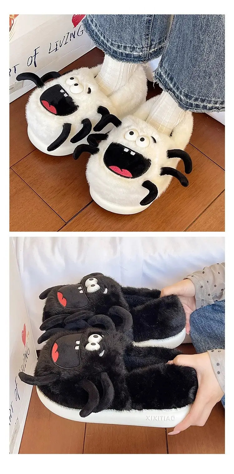 Cute Spider Cat Slippers Women Winter Warm Cotton Non-Slip — feature 9