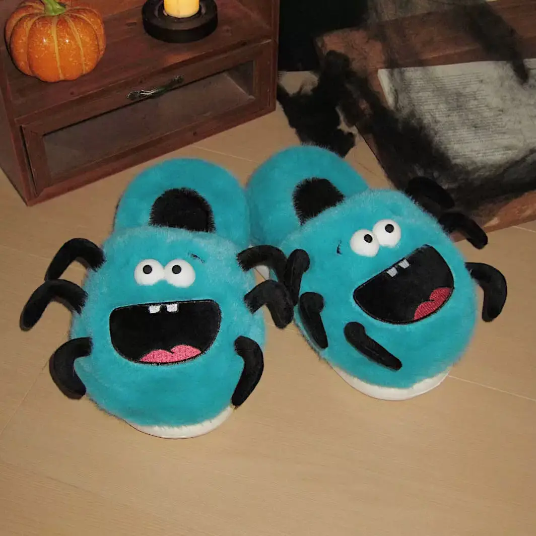 Cute Spider Cat Slippers Women Winter Warm Cotton Non-Slip - Image 3