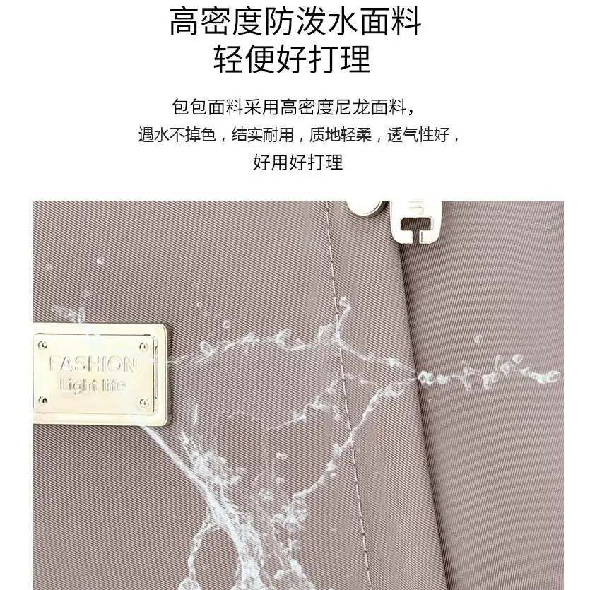 Lightweight Water-Repellent Nylon Shoulder Bag for Women - Image 8