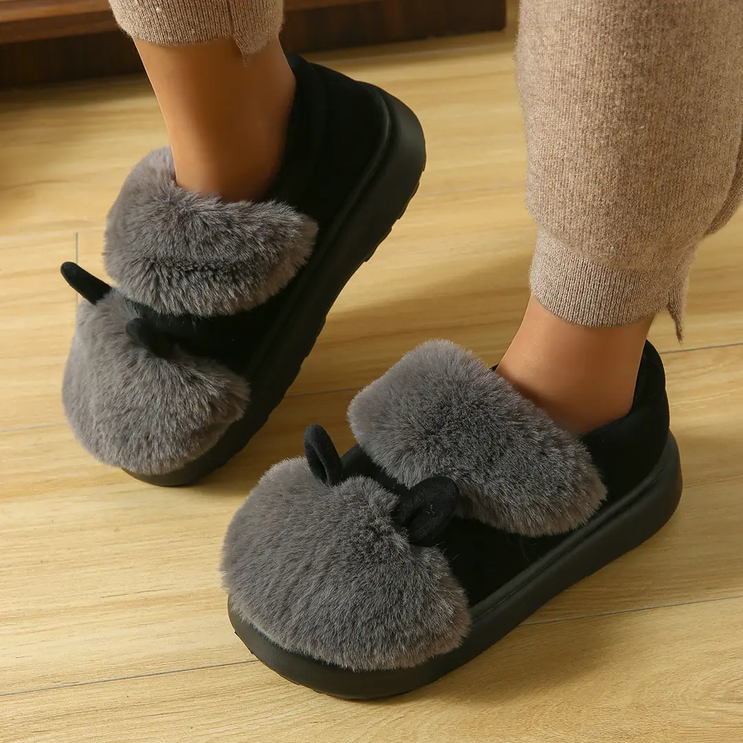 2025 New Cotton Slippers for Women Winter Indoor Home Plush Fleece-Lined Cotton Shoes Warm Bag and Winter Non-Slip Cotton Shoes - Image 2