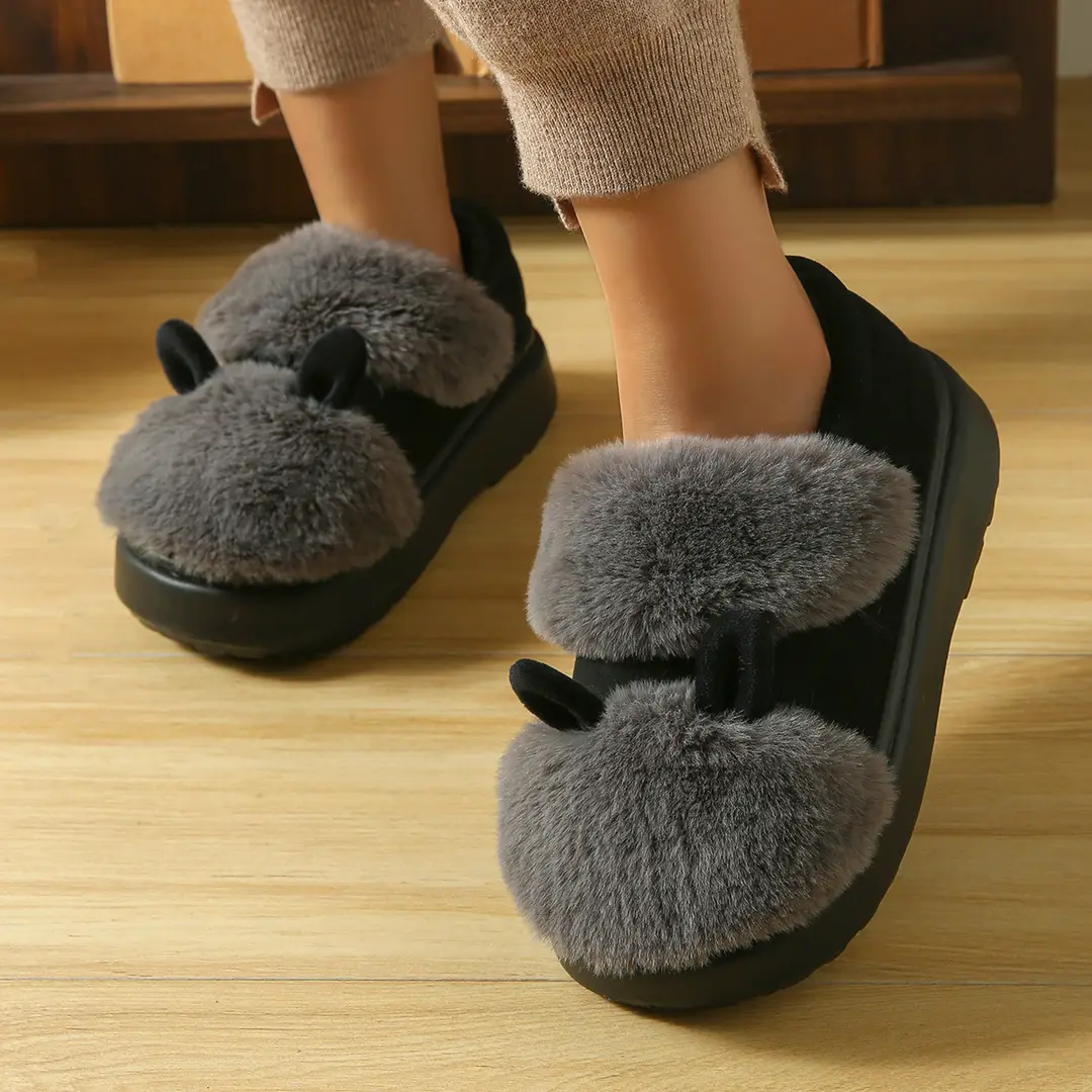 2025 New Cotton Slippers for Women Winter Indoor Home Plush Fleece-Lined Cotton Shoes Warm Bag and Winter Non-Slip Cotton Shoes - Image 4