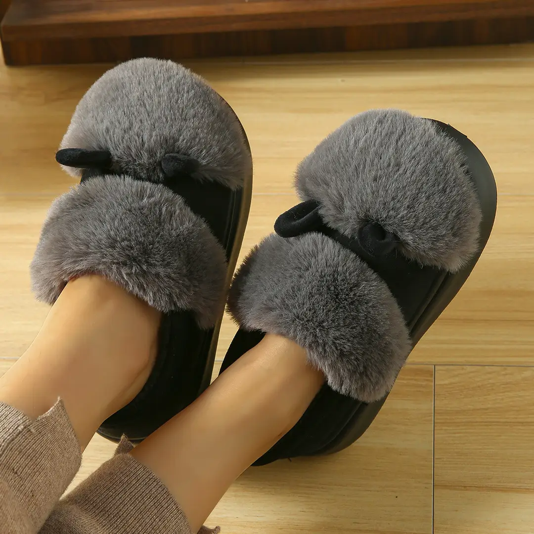 2025 New Cotton Slippers for Women Winter Indoor Home Plush Fleece-Lined Cotton Shoes Warm Bag and Winter Non-Slip Cotton Shoes - Image 5