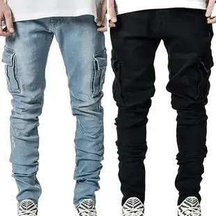 Men Wide Leg Distressed Jeans American Design High Street Washed — feature 7