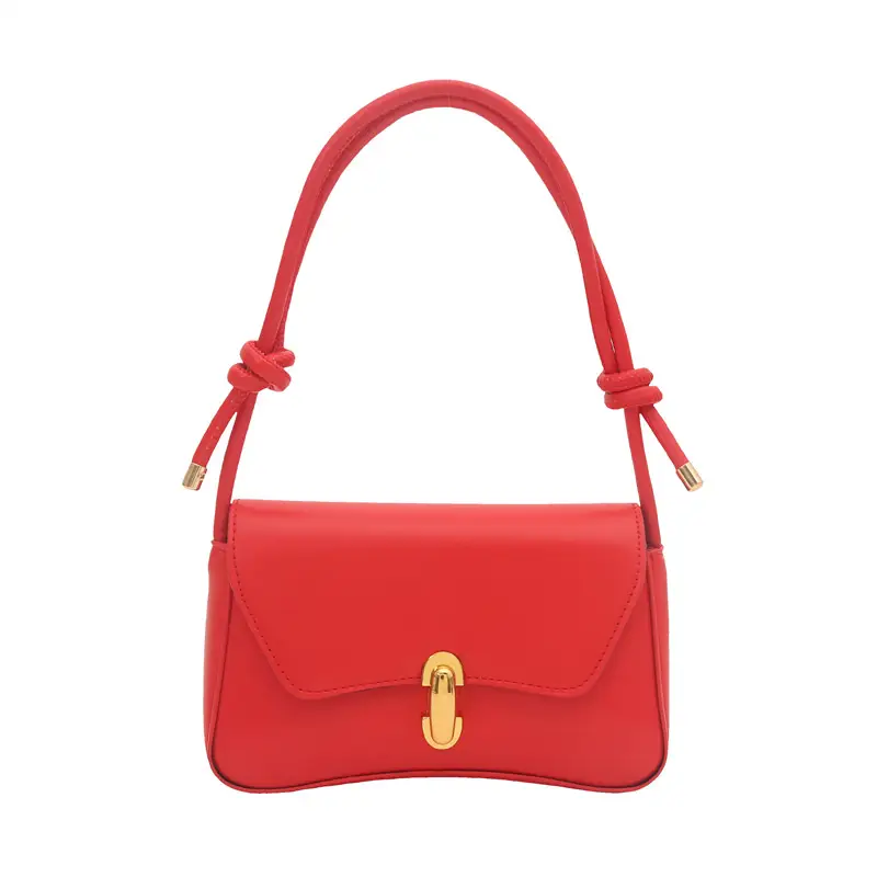 White Minimalist Shoulder Bag with Gold Clasp