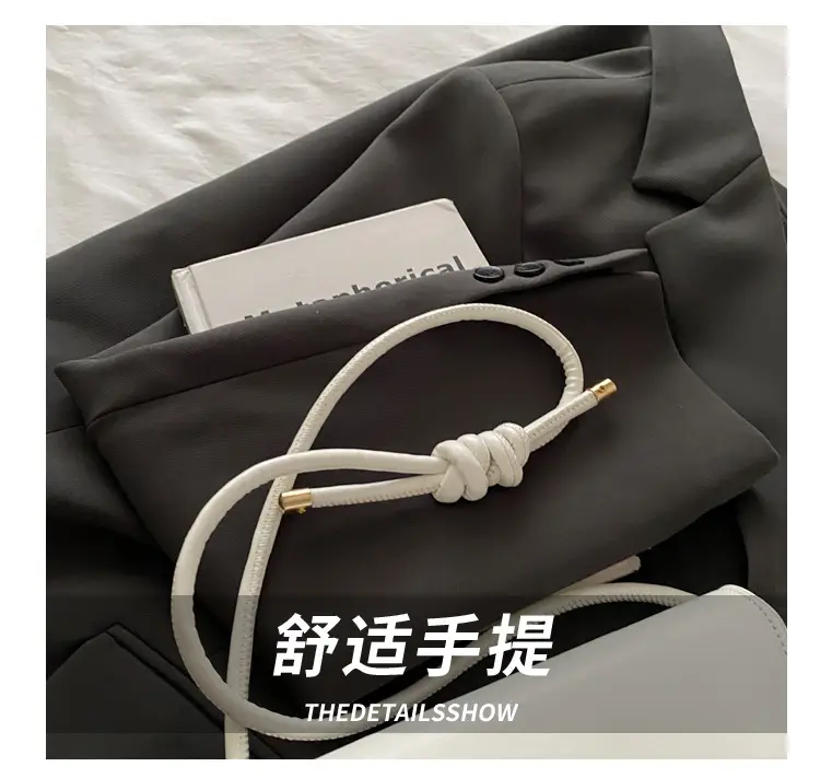 White Minimalist Shoulder Bag with Gold Clasp — feature 5