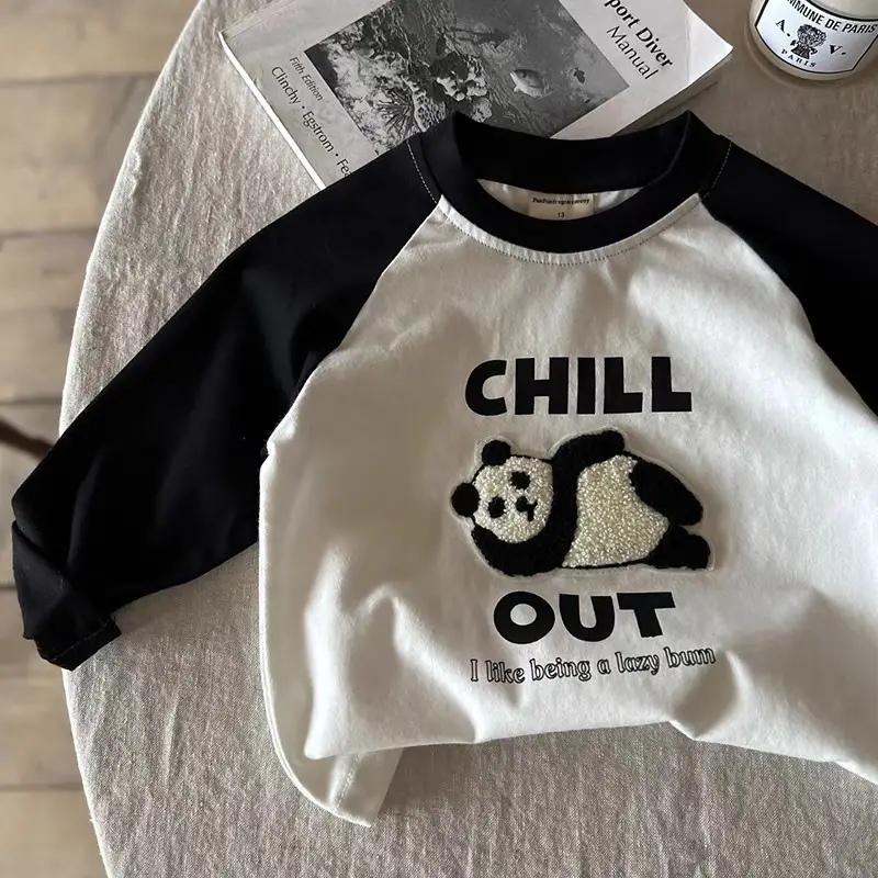 Boys Chillin Embroidered Ruffle T-Shirt White Black - Image 4