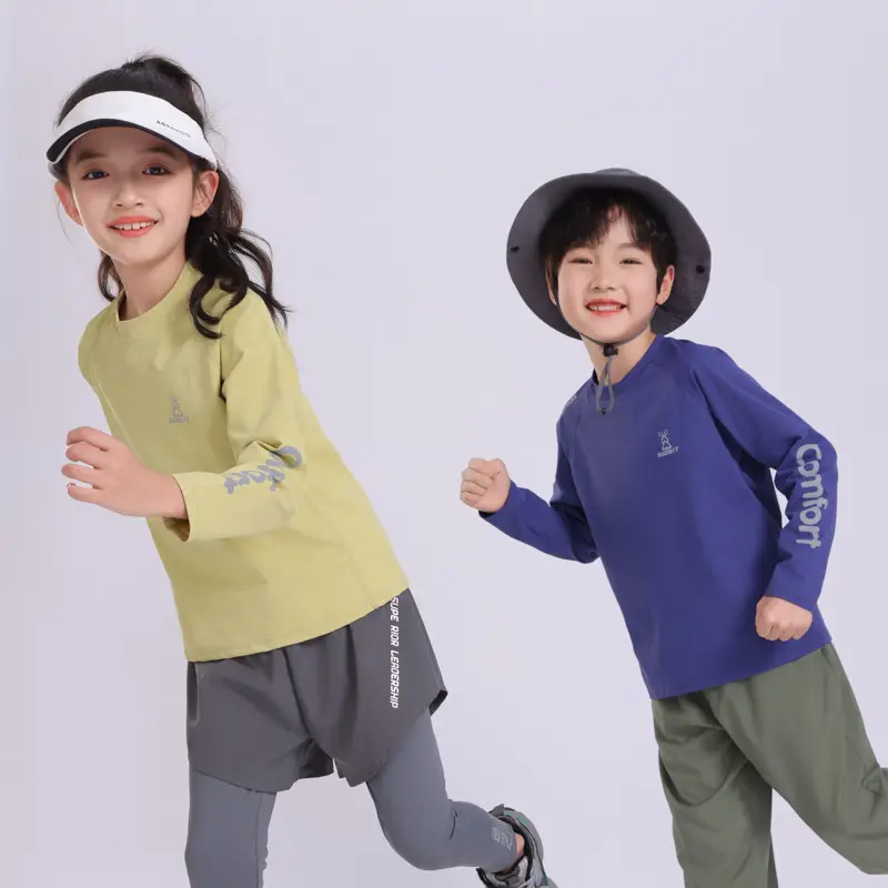Kids Blue Long Sleeve T-Shirt with Logo - Image 7