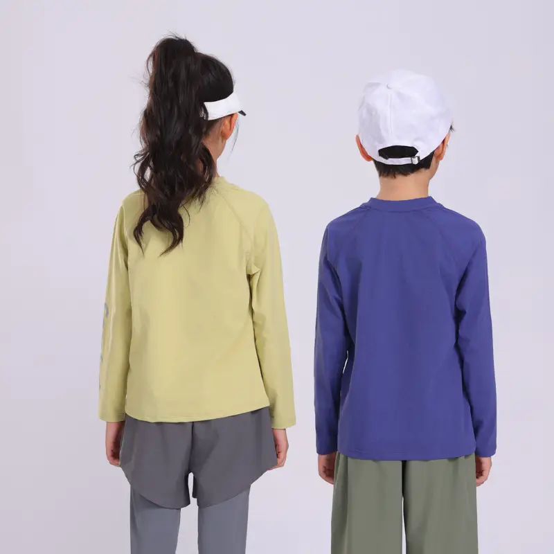 Kids Blue Long Sleeve T-Shirt with Logo - Image 9