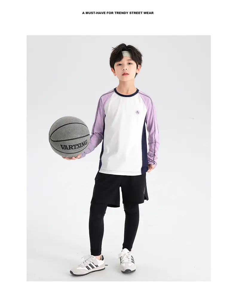Boys Tennis T-Shirt White Purple Quick Dry 2025 — feature 2