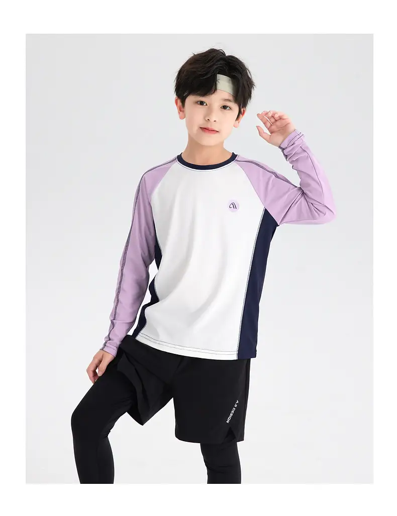 Boys Tennis T-Shirt White Purple Quick Dry 2025 — feature 25