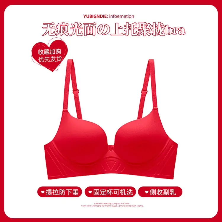 One-Piece Seamless Push-Up Bra for Women with Small Busts, Soft Support, Side Breast Collection, Soft Wireless Bra Set for Women