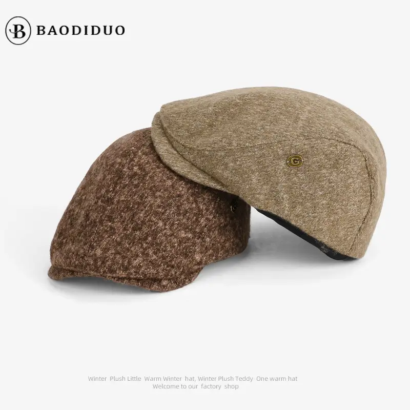 Men's Fleece Lined Painter's Hat Brown Duck Tongue Forward - Image 4