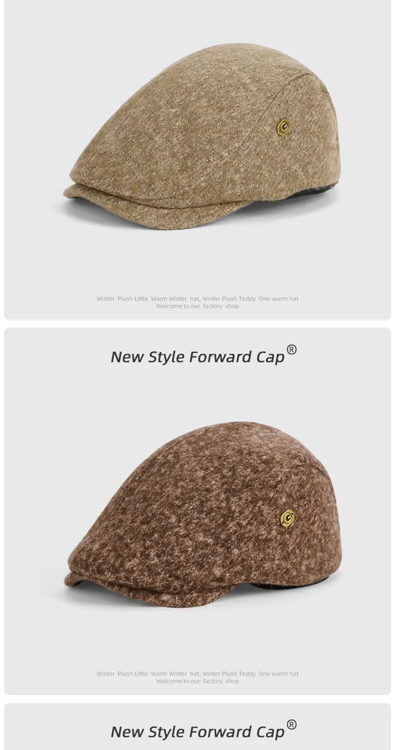 Men's Fleece Lined Painter's Hat Brown Duck Tongue Forward — feature 7