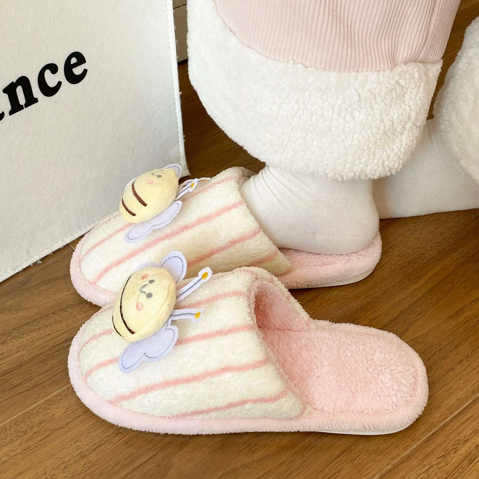 2025 Cute Little Bee Warm Cotton Slippers Women Winter - Image 6