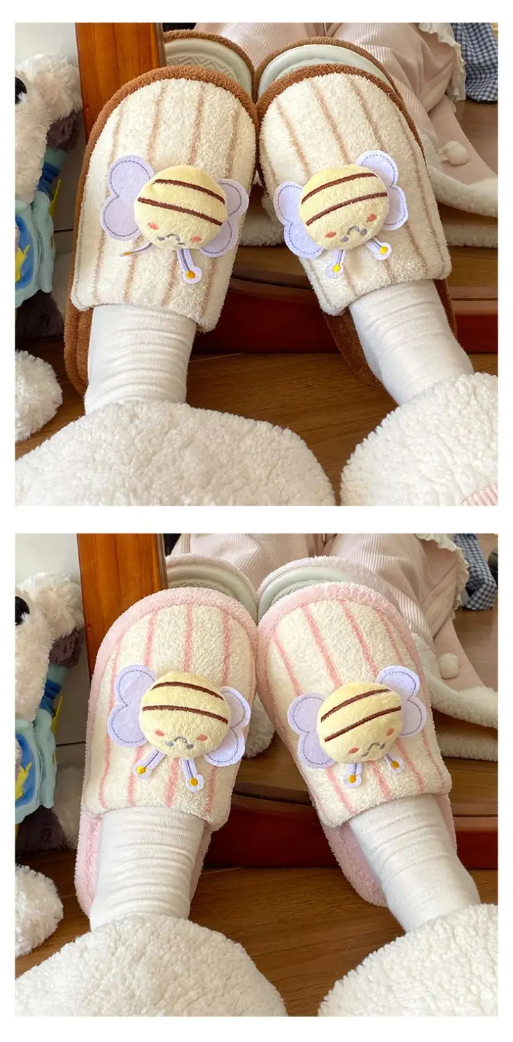 2025 Cute Little Bee Warm Cotton Slippers Women Winter — feature 10