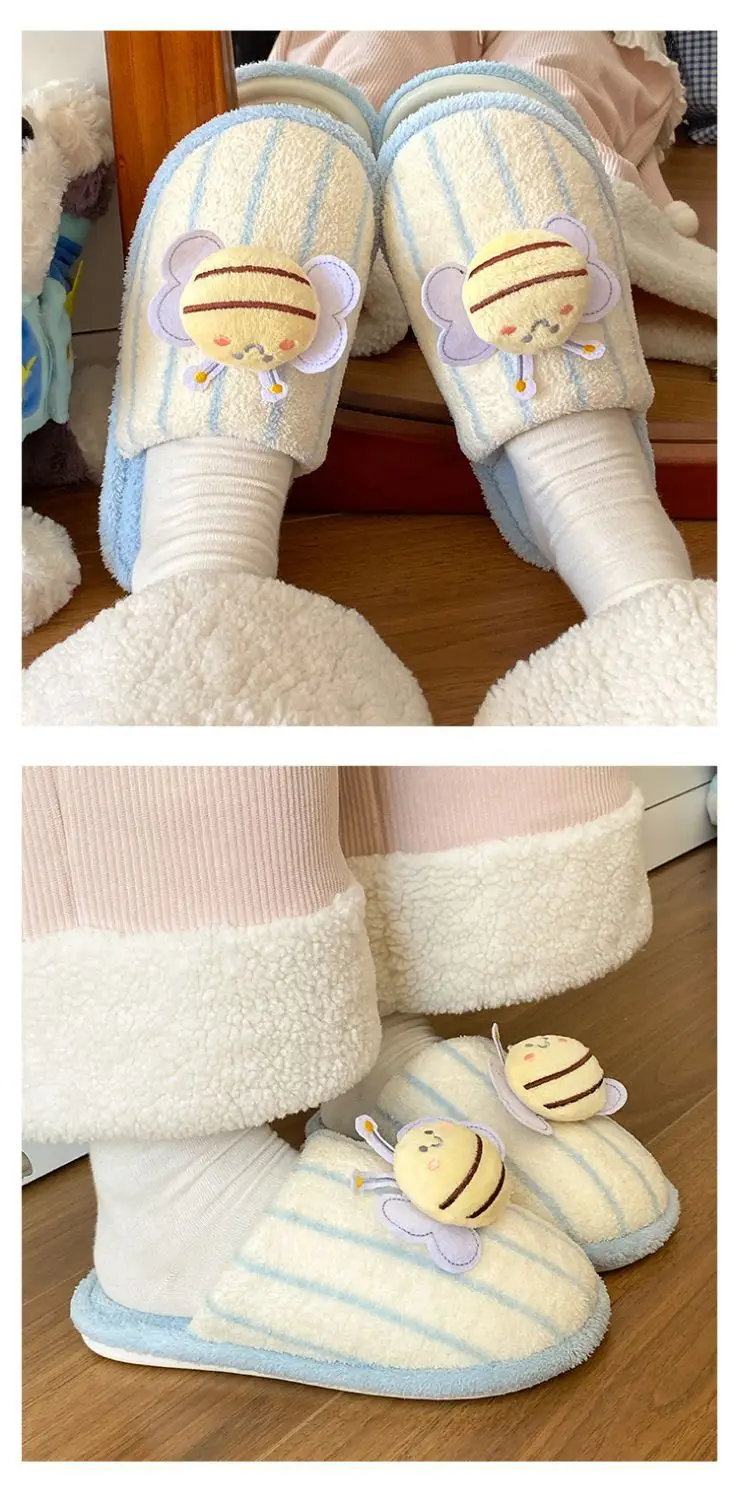 2025 Cute Little Bee Warm Cotton Slippers Women Winter — feature 11