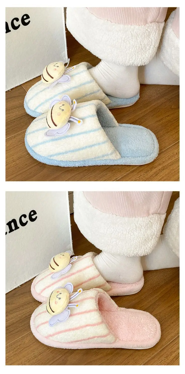 2025 Cute Little Bee Warm Cotton Slippers Women Winter — feature 12