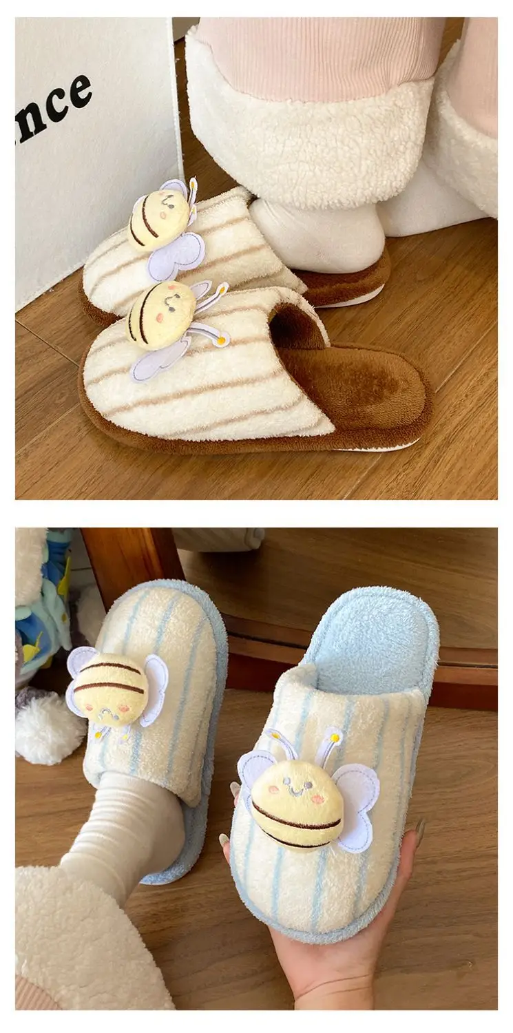 2025 Cute Little Bee Warm Cotton Slippers Women Winter — feature 14
