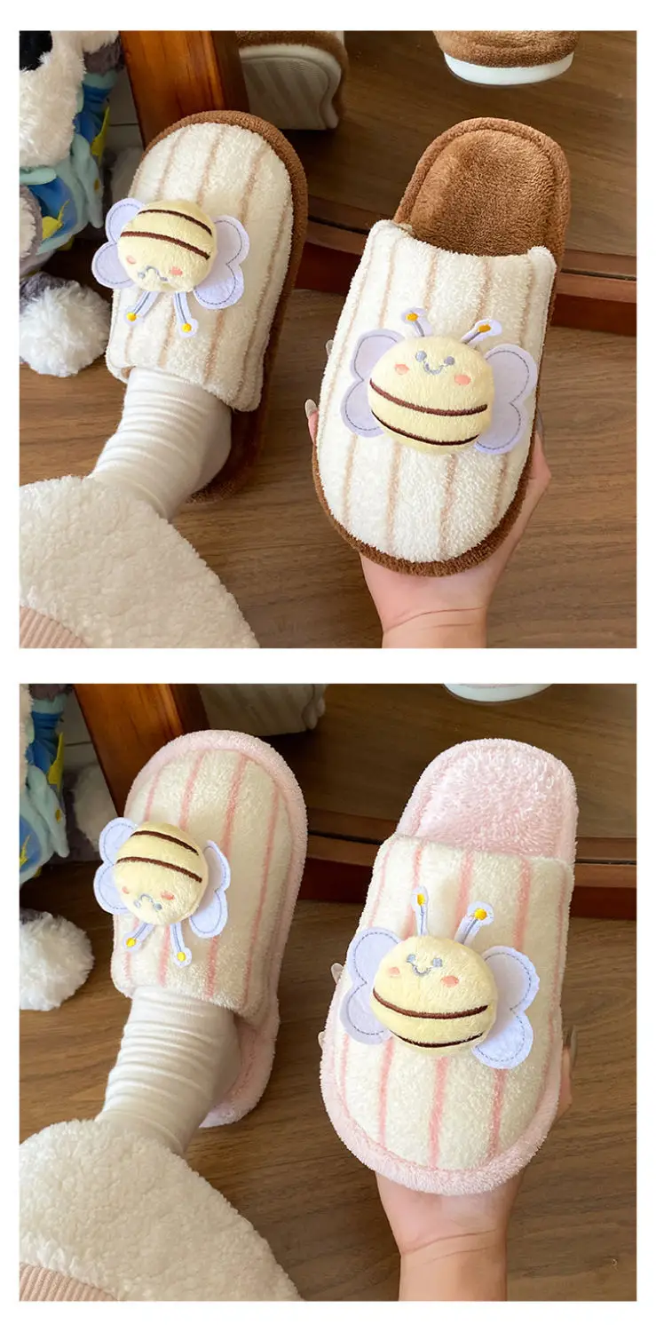 2025 Cute Little Bee Warm Cotton Slippers Women Winter — feature 15