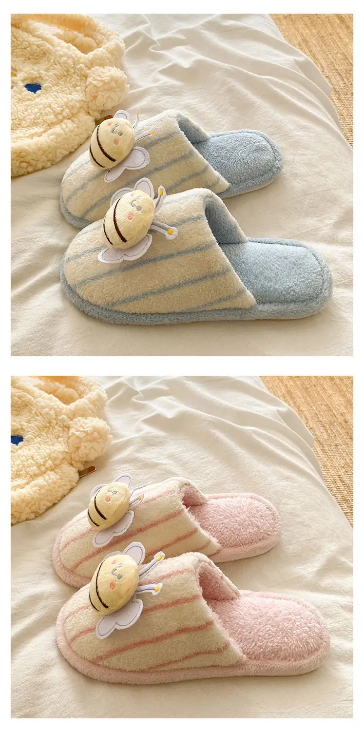 2025 Cute Little Bee Warm Cotton Slippers Women Winter — feature 22
