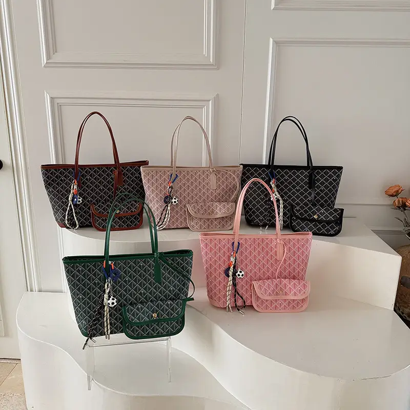 Women Large Capacity Tote Bag with Leather Handle Set - Image 12
