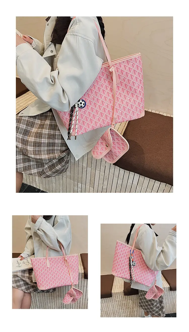 Women Large Capacity Tote Bag with Leather Handle Set — feature 10