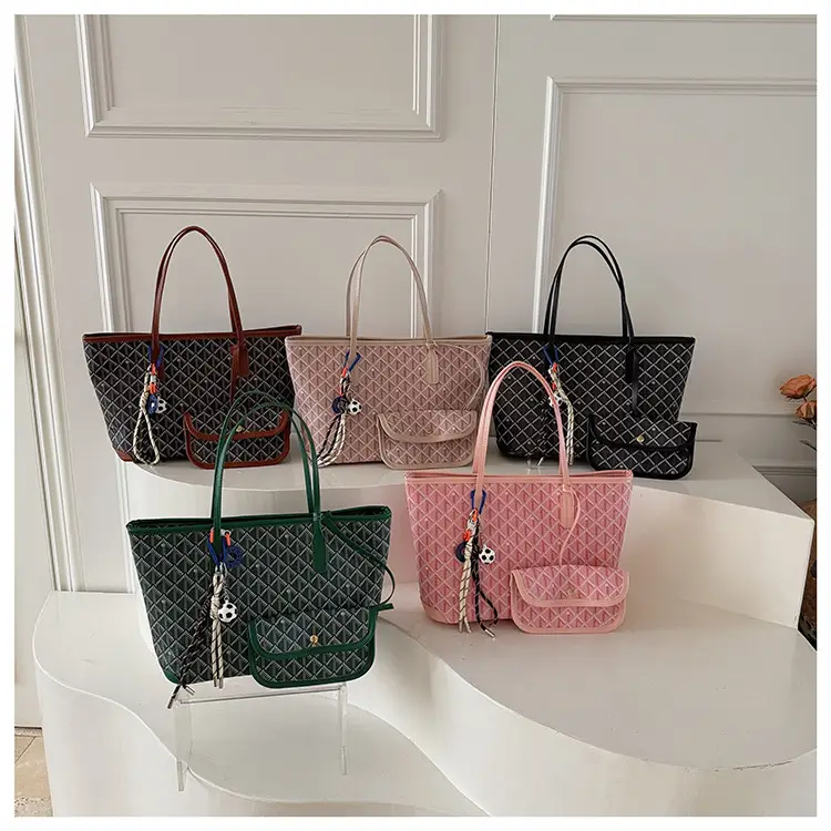 Women Large Capacity Tote Bag with Leather Handle Set — feature 14