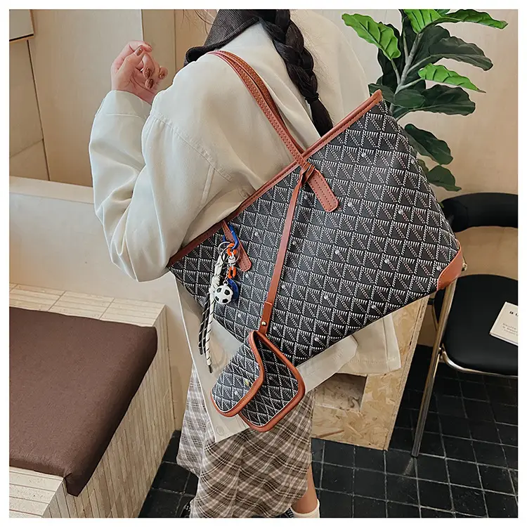 Women Large Capacity Tote Bag with Leather Handle Set — feature 20
