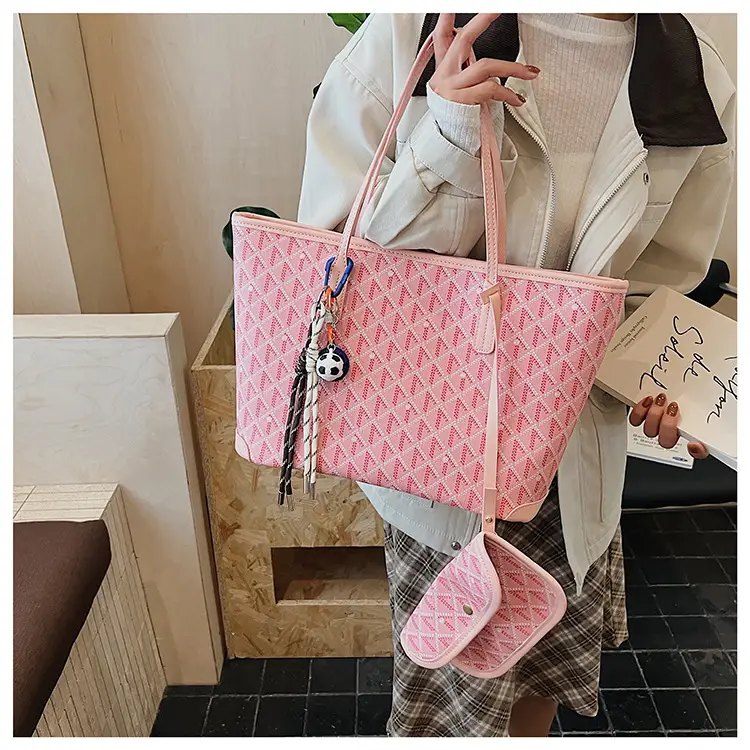 Women Large Capacity Tote Bag with Leather Handle Set — feature 21