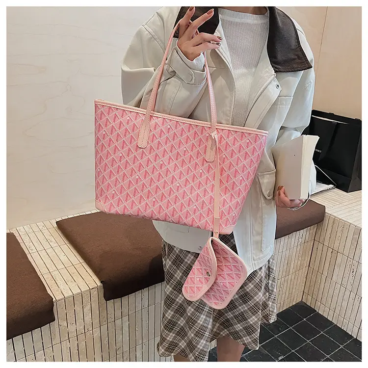 Women Large Capacity Tote Bag with Leather Handle Set — feature 23