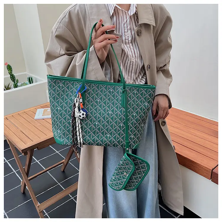 Women Large Capacity Tote Bag with Leather Handle Set — feature 26